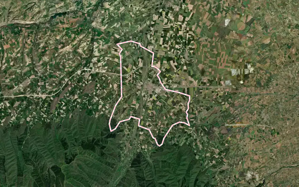 Vista satélite de Santo Domingo de la Calzada con su contorno administrativo