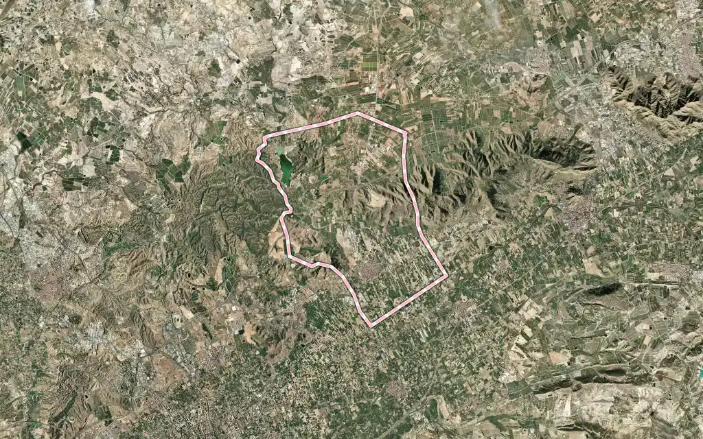 Vista satélite de Santomera con su contorno administrativo