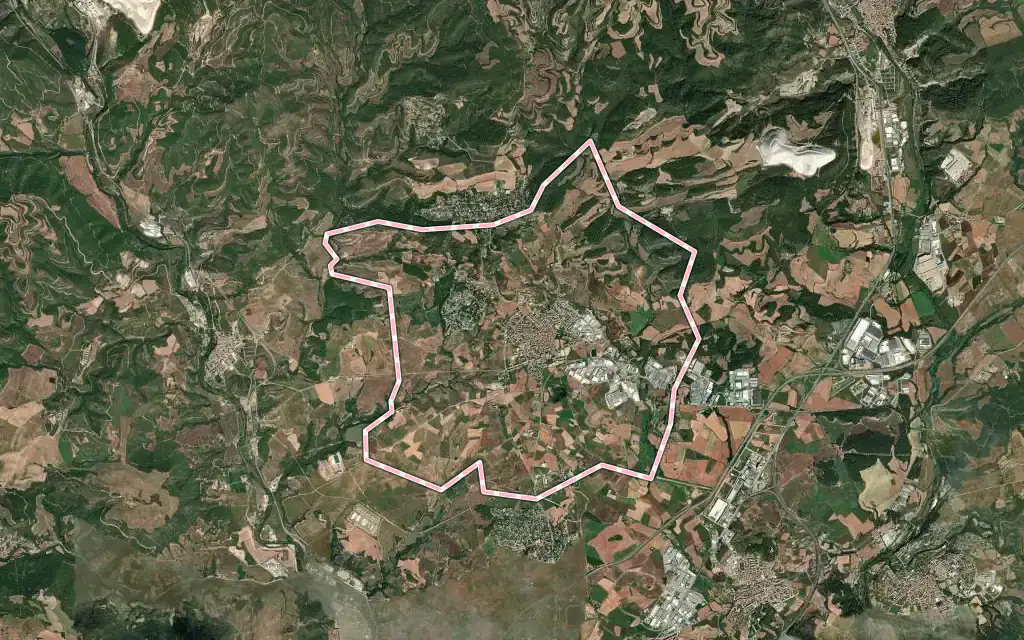 Vista satélite de Santpedor con su contorno administrativo