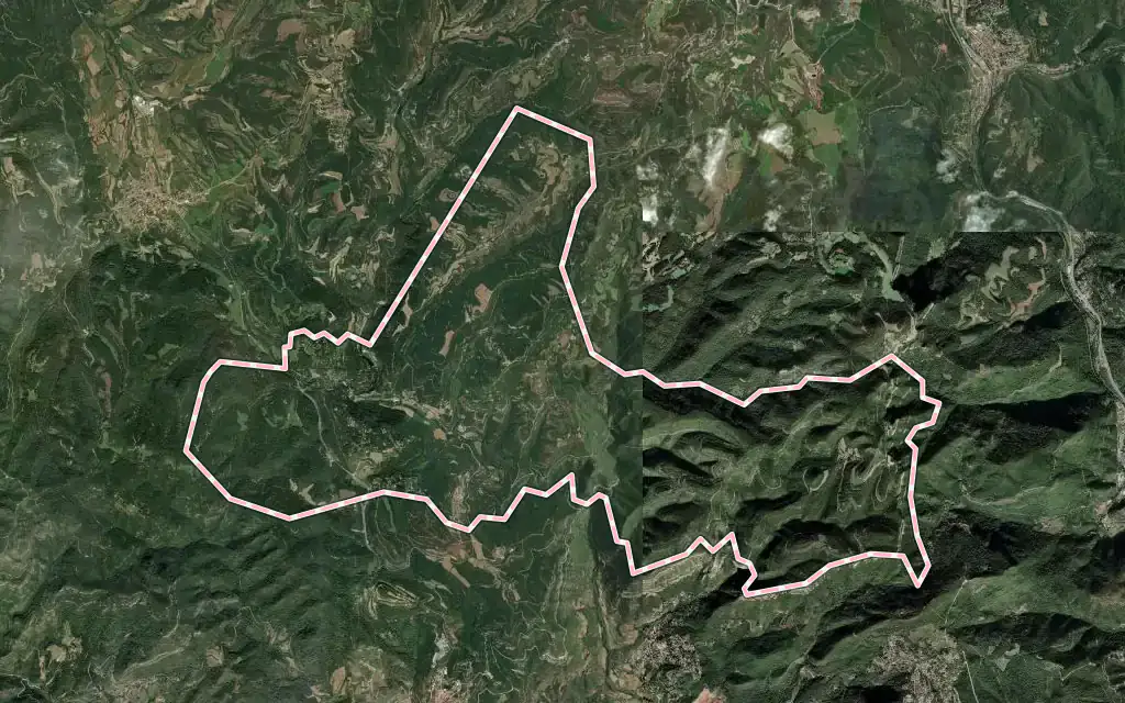 Vista satélite de Sant Quirze Safaja con su contorno administrativo
