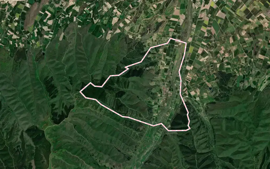 Vista satélite de Santurde de Rioja con su contorno administrativo