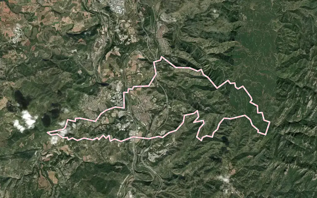 Vista satélite de Sant Vicenç de Castellet con su contorno administrativo