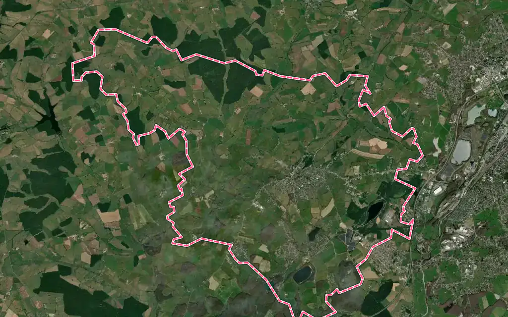 Vue satellite de Sanvignes-les-Mines avec ses contours administratifs