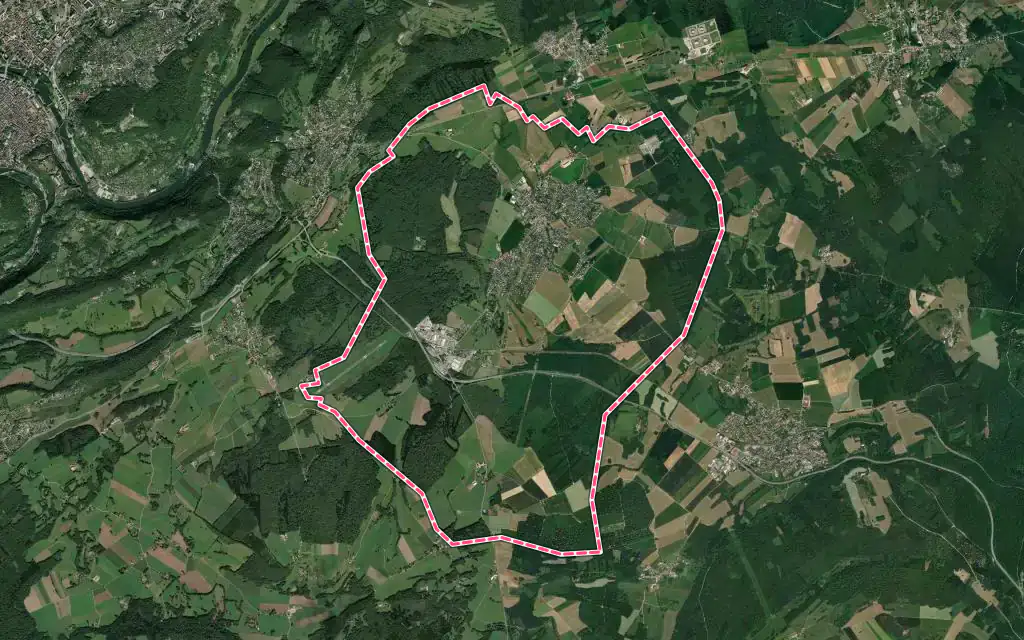 Vue satellite de Saône avec ses contours administratifs