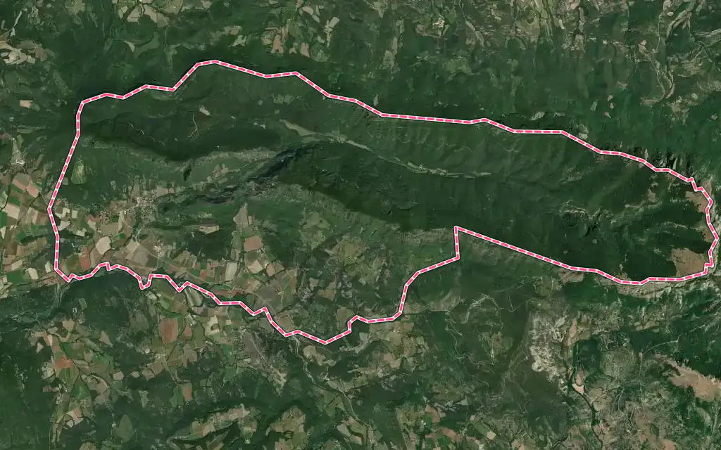 Vue satellite de Saou avec ses contours administratifs