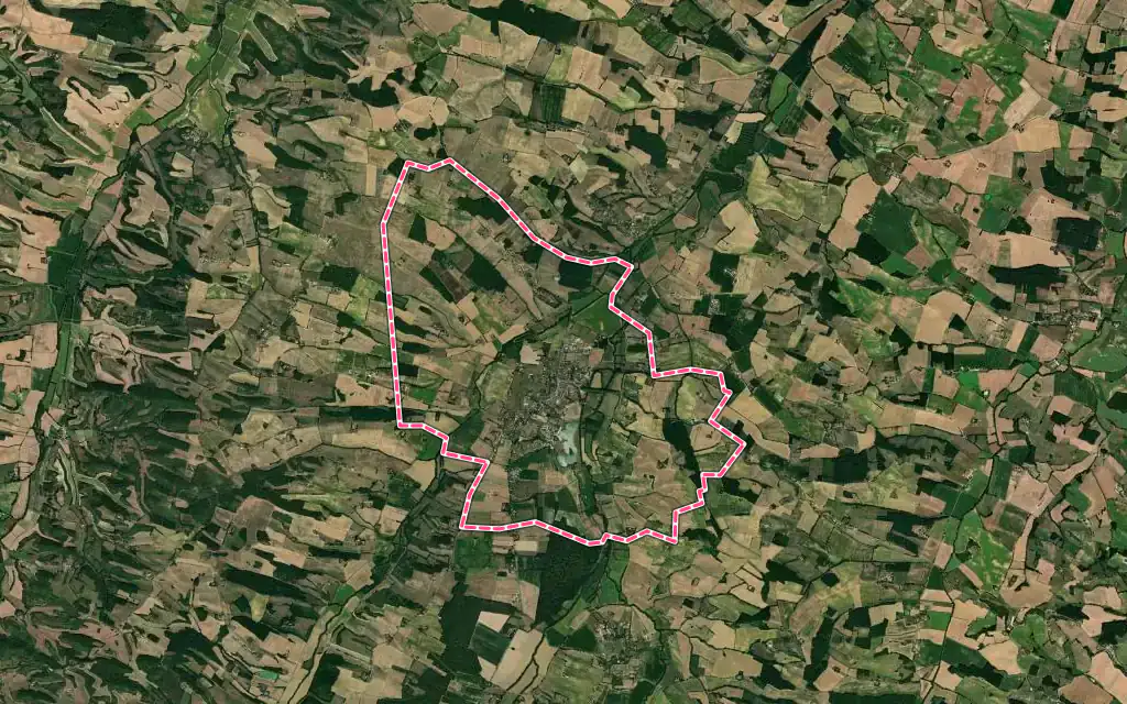 Vue satellite de Saramon avec ses contours administratifs