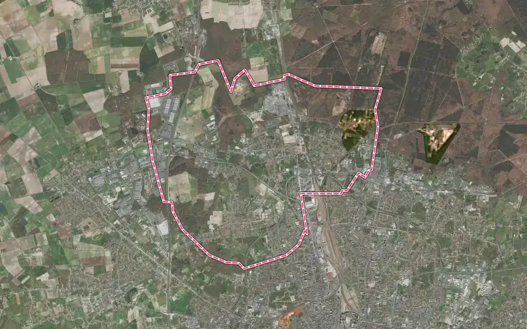 Vue satellite de Saran avec ses contours administratifs