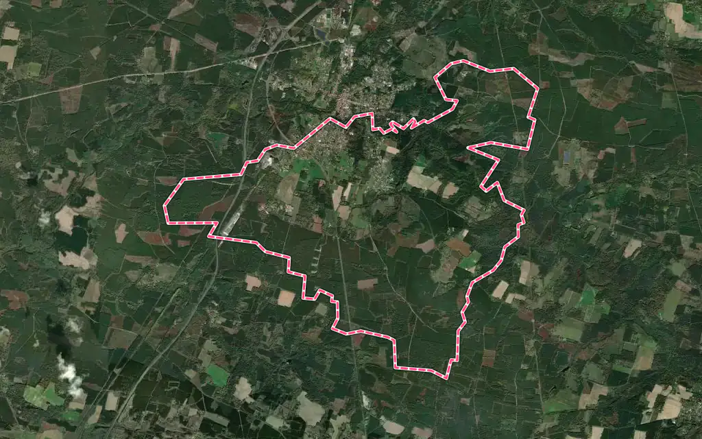 Vue satellite de Sarbazan avec ses contours administratifs