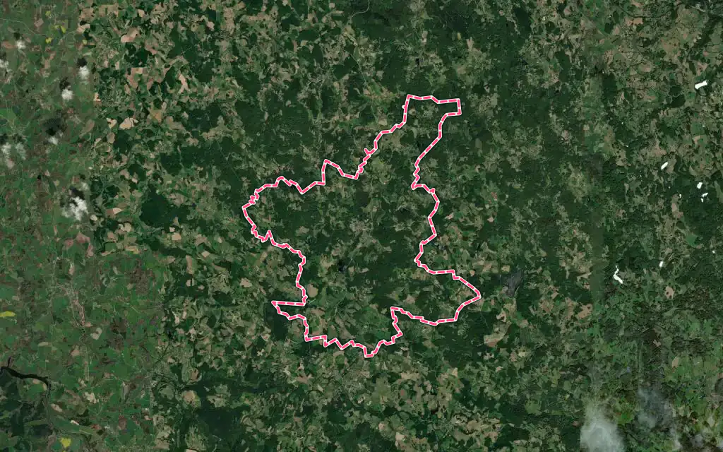 Vue satellite de Sardent avec ses contours administratifs