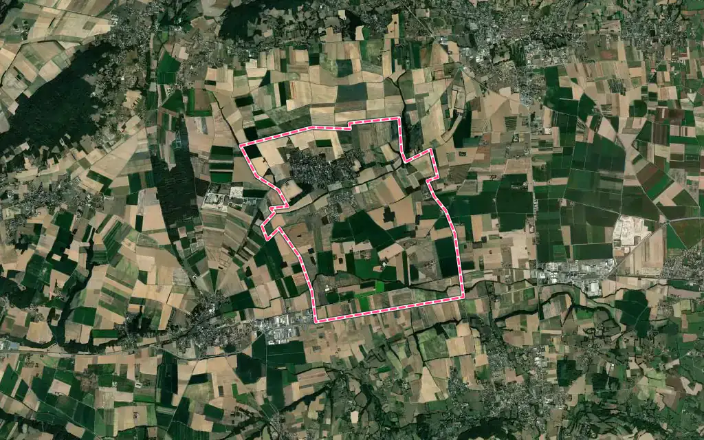 Vue satellite de Sardieu avec ses contours administratifs