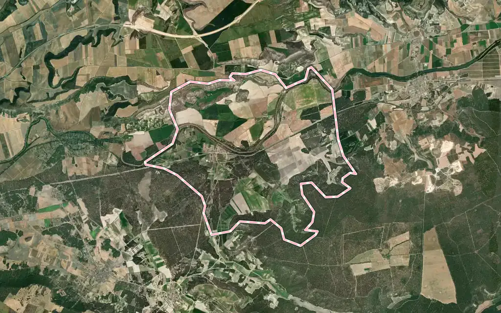 Vista satélite de Sardón de Duero con su contorno administrativo