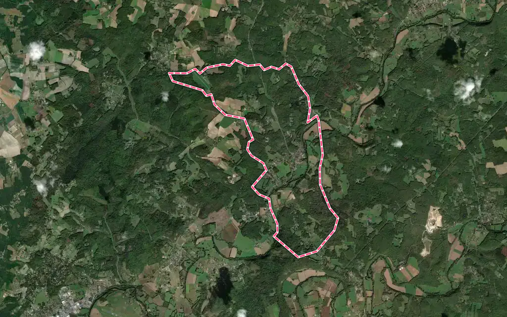 Vue satellite de Sarliac-sur-l'Isle avec ses contours administratifs