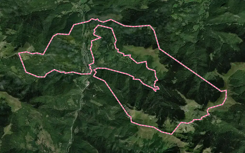 Vue satellite de Sarrancolin avec ses contours administratifs