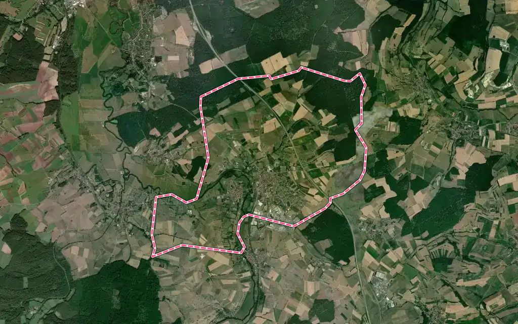 Vue satellite de Sarre-Union avec ses contours administratifs