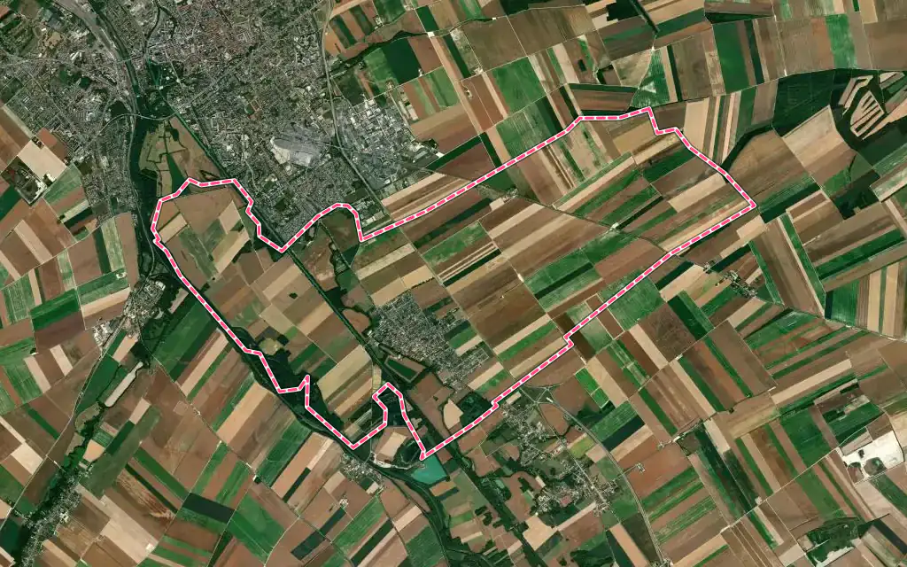 Vue satellite de Sarry avec ses contours administratifs