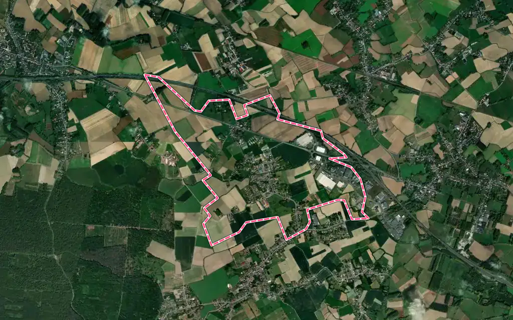 Vue satellite de Sars-et-Rosières avec ses contours administratifs