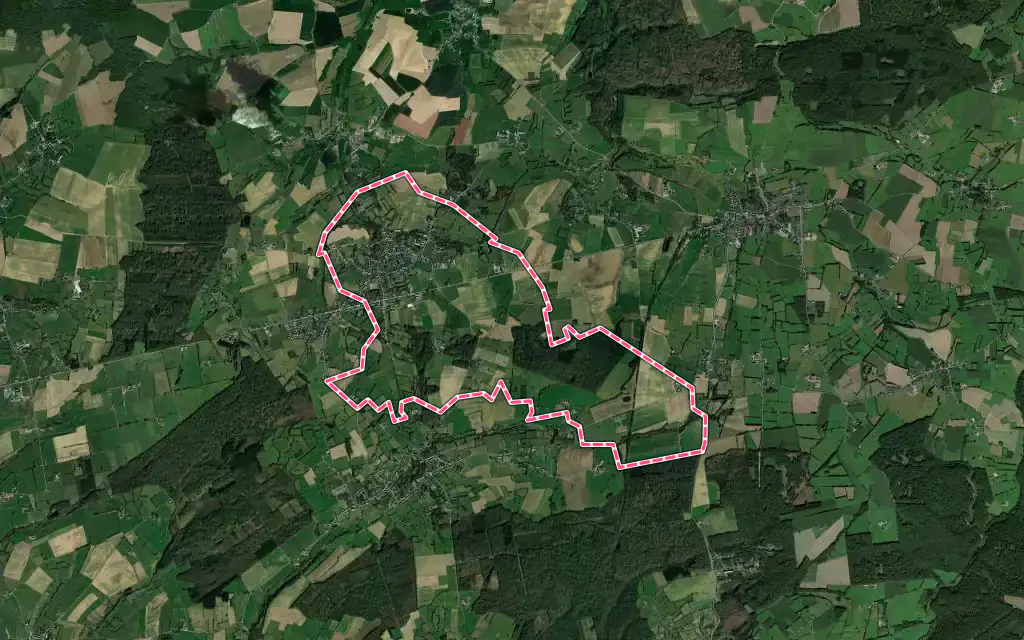 Vue satellite de Sars-Poteries avec ses contours administratifs
