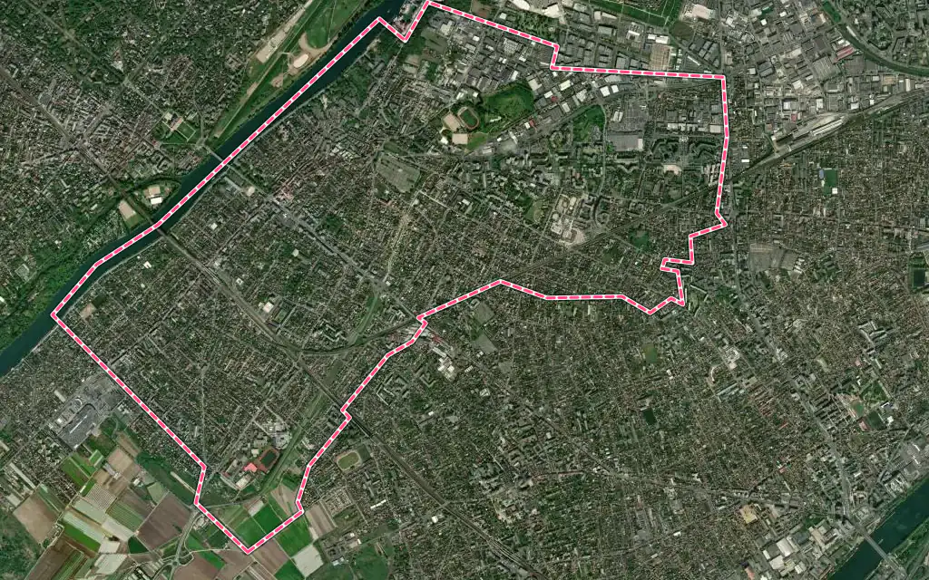 Vue satellite de Sartrouville avec ses contours administratifs