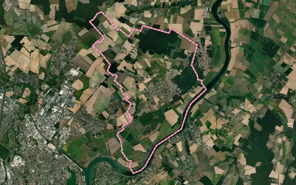Vue satellite de Sassenay avec ses contours administratifs