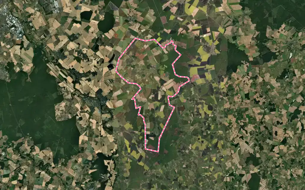 Vue satellite de Sassierges-Saint-Germain avec ses contours administratifs