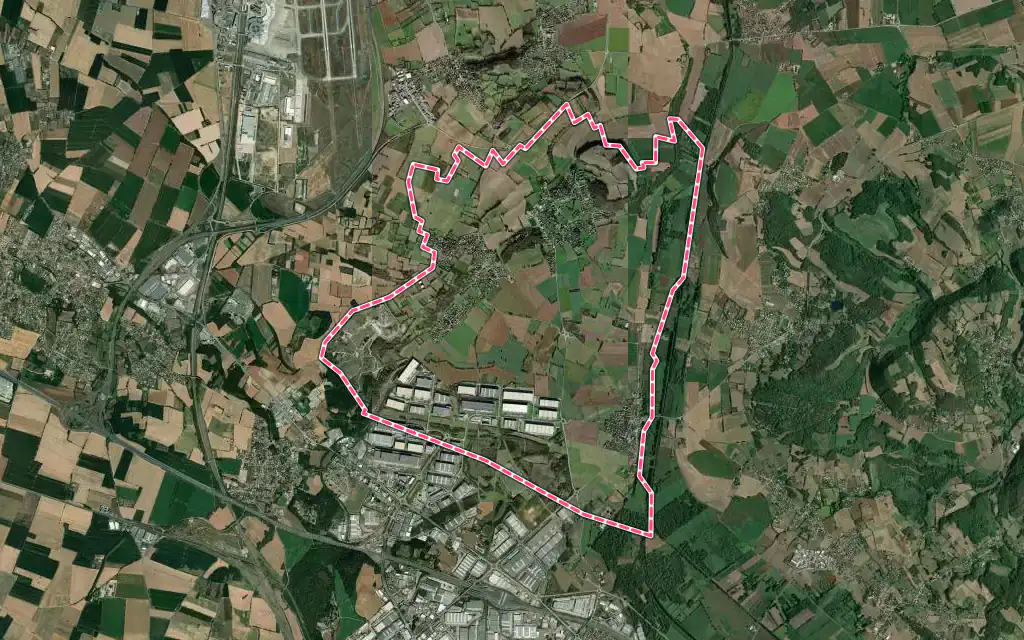 Vue satellite de Satolas-et-Bonce avec ses contours administratifs
