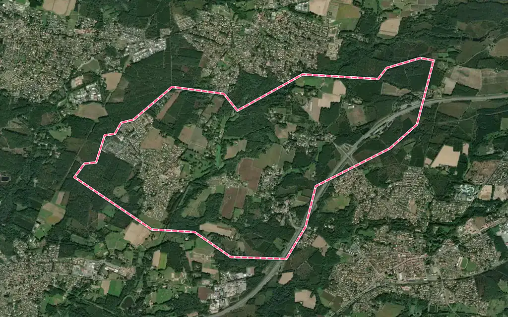 Vue satellite de Saubion avec ses contours administratifs
