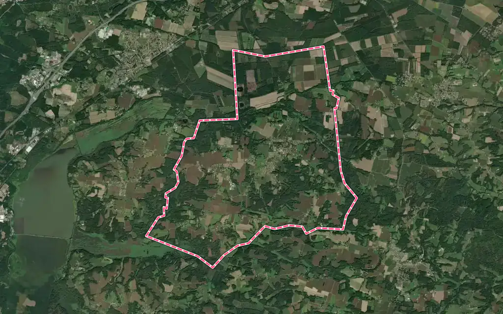 Vue satellite de Saubrigues avec ses contours administratifs