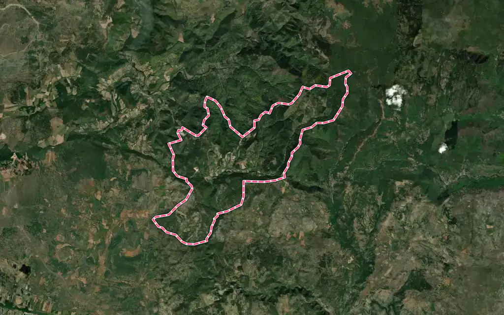 Vue satellite de Sauclières avec ses contours administratifs