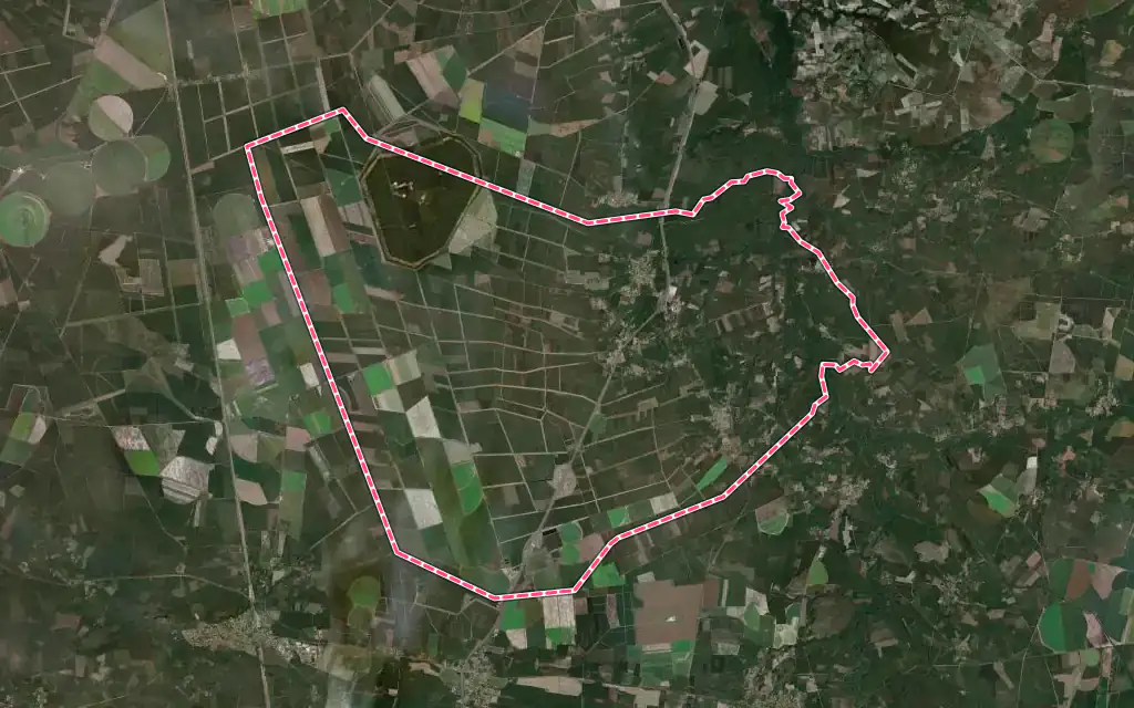 Vue satellite de Saugnac-et-Muret avec ses contours administratifs
