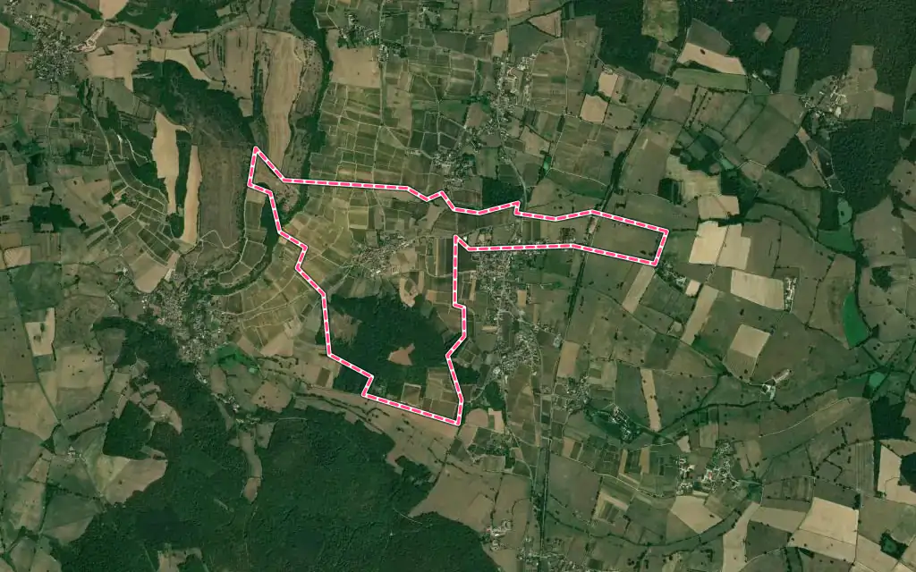 Vue satellite de Saules avec ses contours administratifs