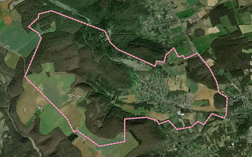 Vue satellite de Saulny avec ses contours administratifs