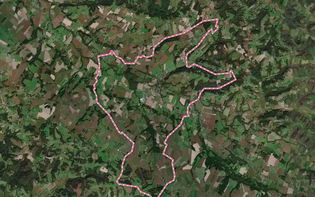 Vue satellite de Sault-de-Navailles avec ses contours administratifs