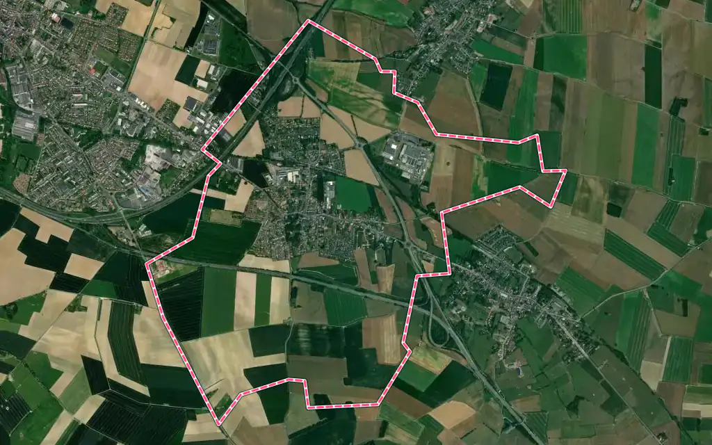 Vue satellite de Saultain avec ses contours administratifs