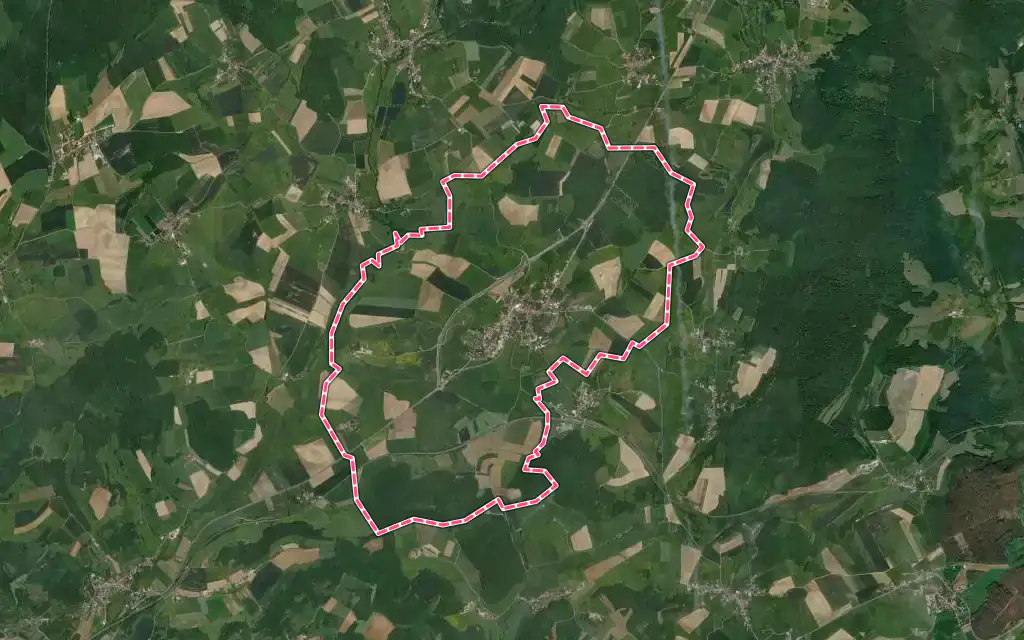Vue satellite de Saulx avec ses contours administratifs