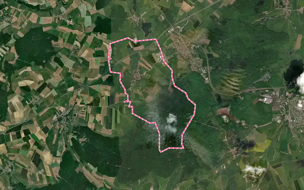 Vue satellite de Saulxures-lès-Bulgnéville avec ses contours administratifs