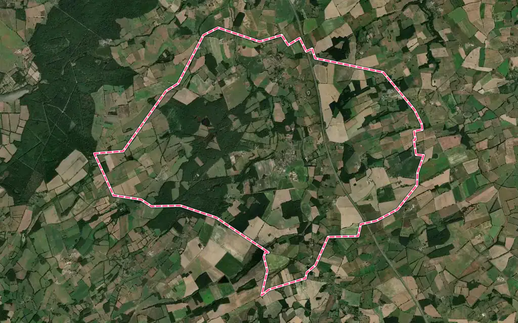 Vue satellite de Saulzais-le-Potier avec ses contours administratifs