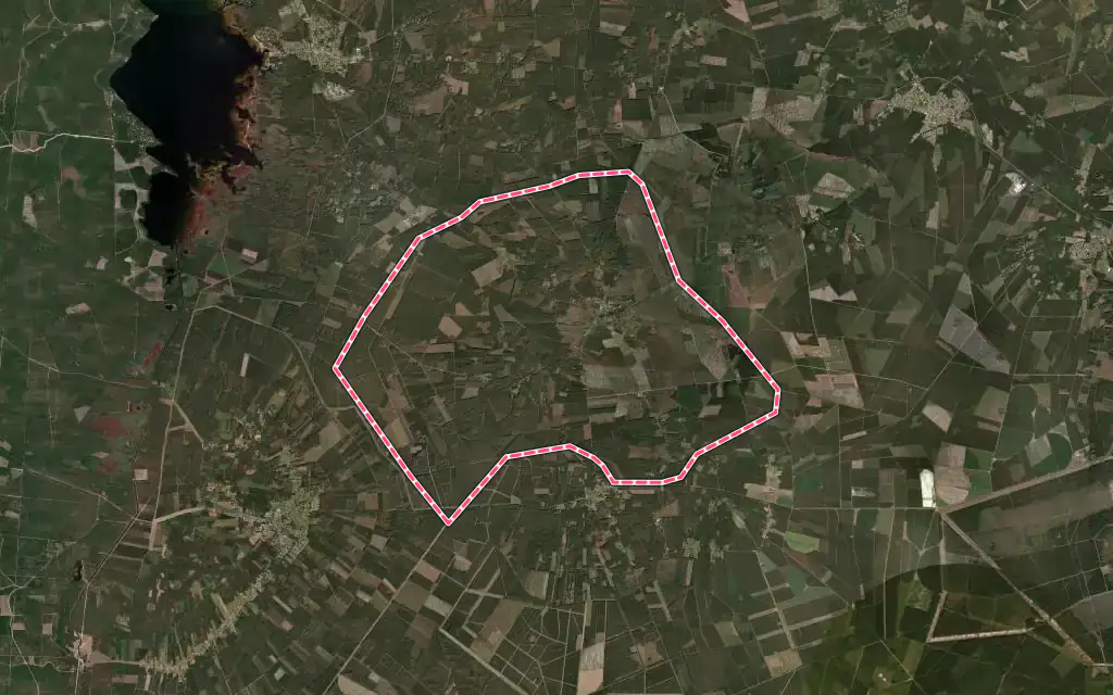 Vue satellite de Saumos avec ses contours administratifs