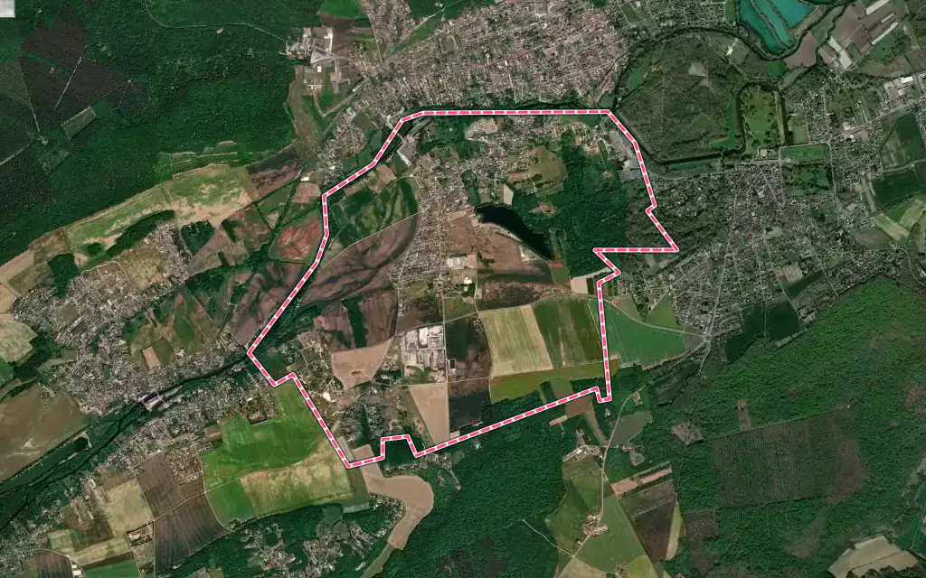 Vue satellite de Saussay avec ses contours administratifs
