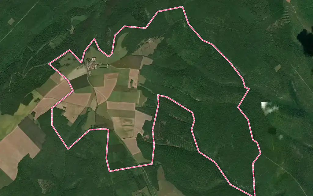 Vue satellite de Saussy avec ses contours administratifs