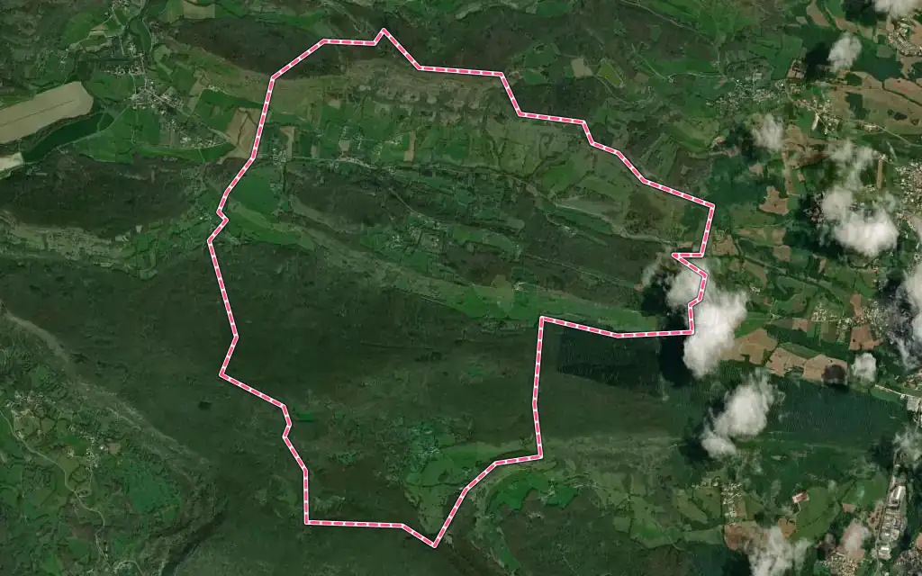 Vue satellite de Sautel avec ses contours administratifs