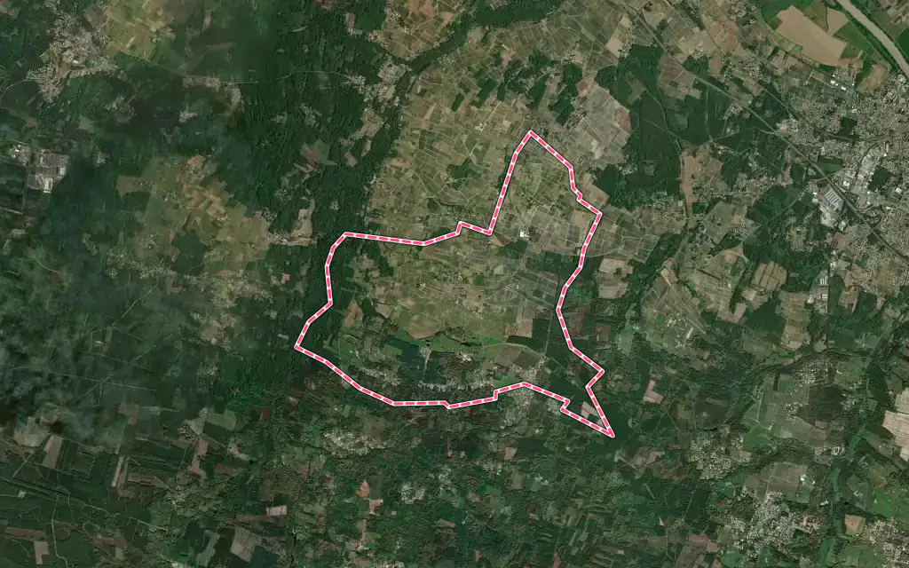 Vue satellite de Sauternes avec ses contours administratifs