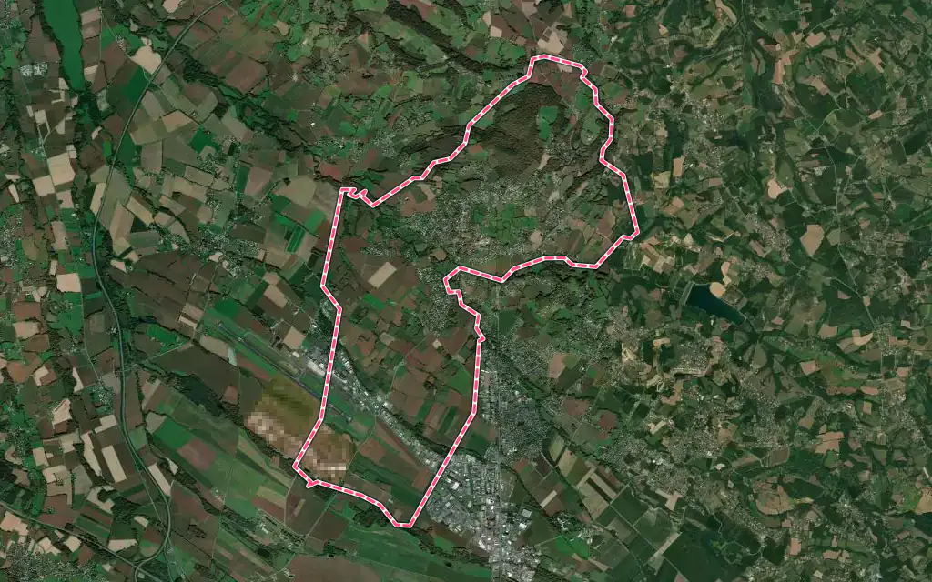 Vue satellite de Sauvagnon avec ses contours administratifs
