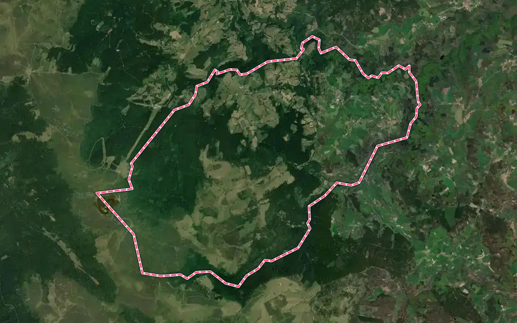 Vue satellite de Sauvain avec ses contours administratifs