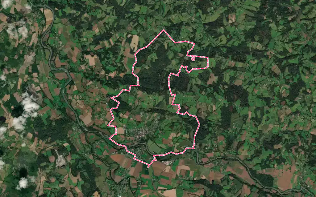 Vue satellite de Sauveterre-de-Béarn avec ses contours administratifs