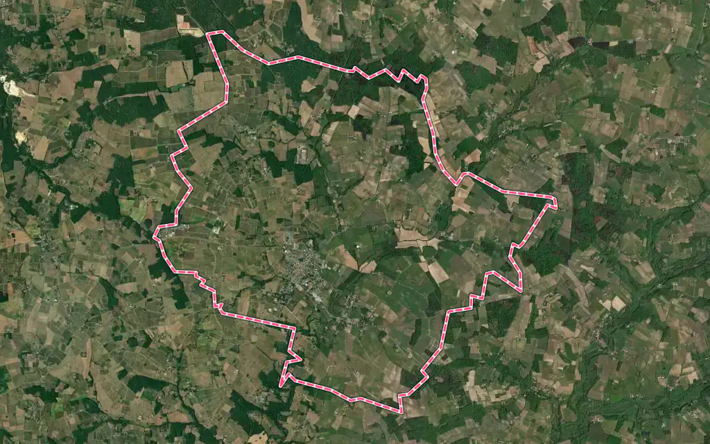 Vue satellite de Sauveterre-de-Guyenne avec ses contours administratifs