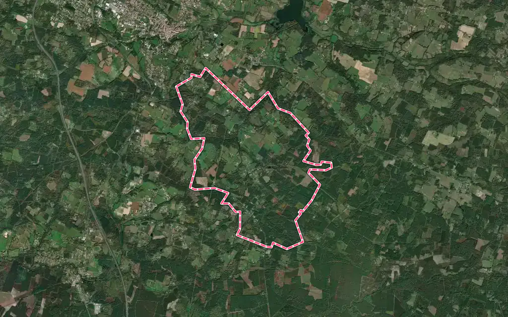 Vue satellite de Sauviac avec ses contours administratifs