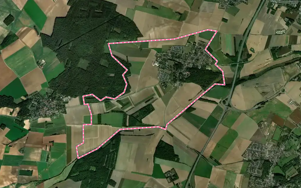 Vue satellite de Saveuse avec ses contours administratifs