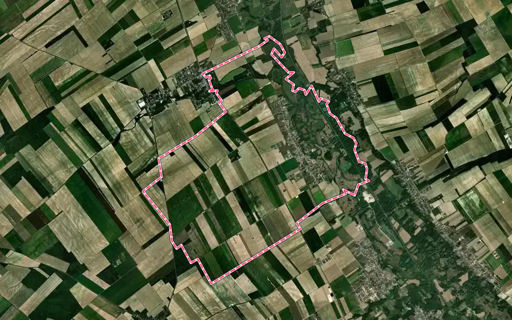 Vue satellite de Savières avec ses contours administratifs