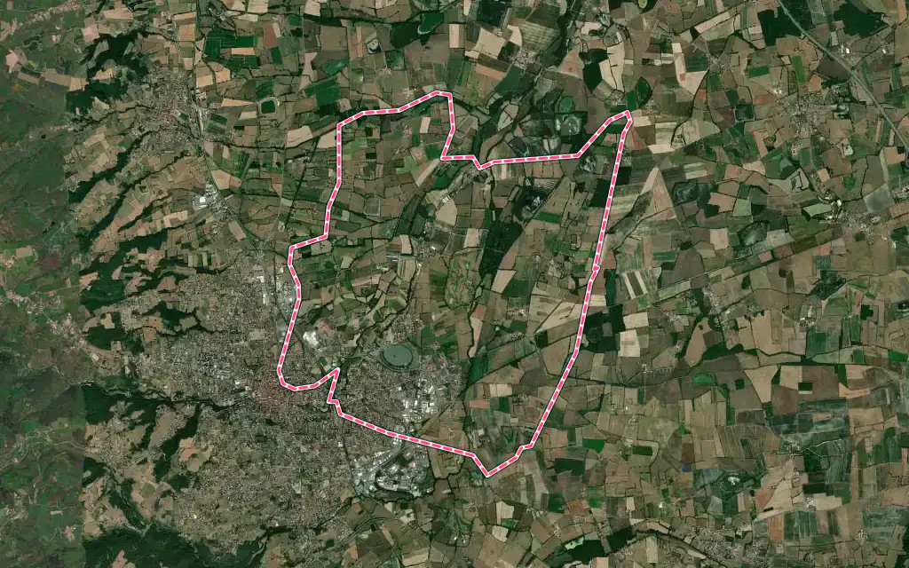 Vue satellite de Savigneux avec ses contours administratifs