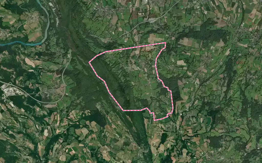 Vue satellite de Savigny avec ses contours administratifs